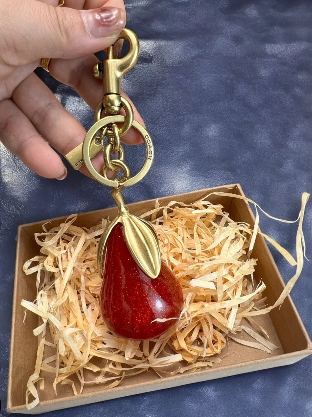 🌸Coach Red and Gold Keychain